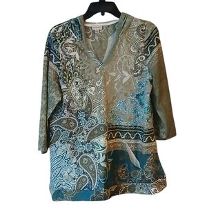 Avenue Paisley V-Neck Top Size 14/16